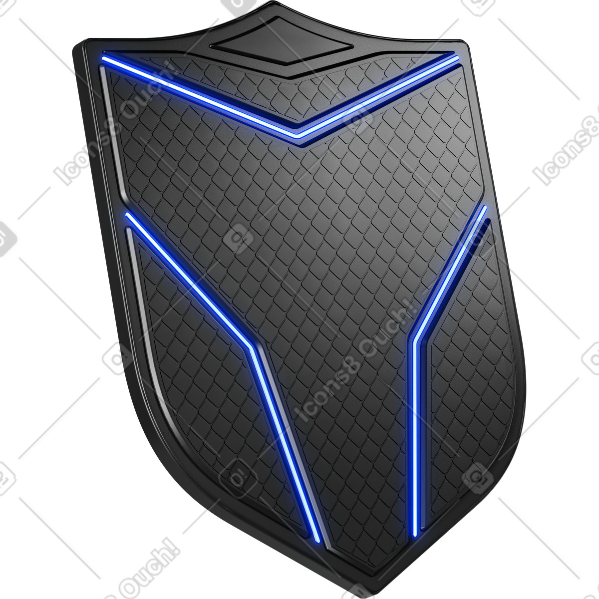 3D Pro スタイルの Shield armor panel with blue neon lines and textured surface のイラストをPNG、SVG形式でダウンロード