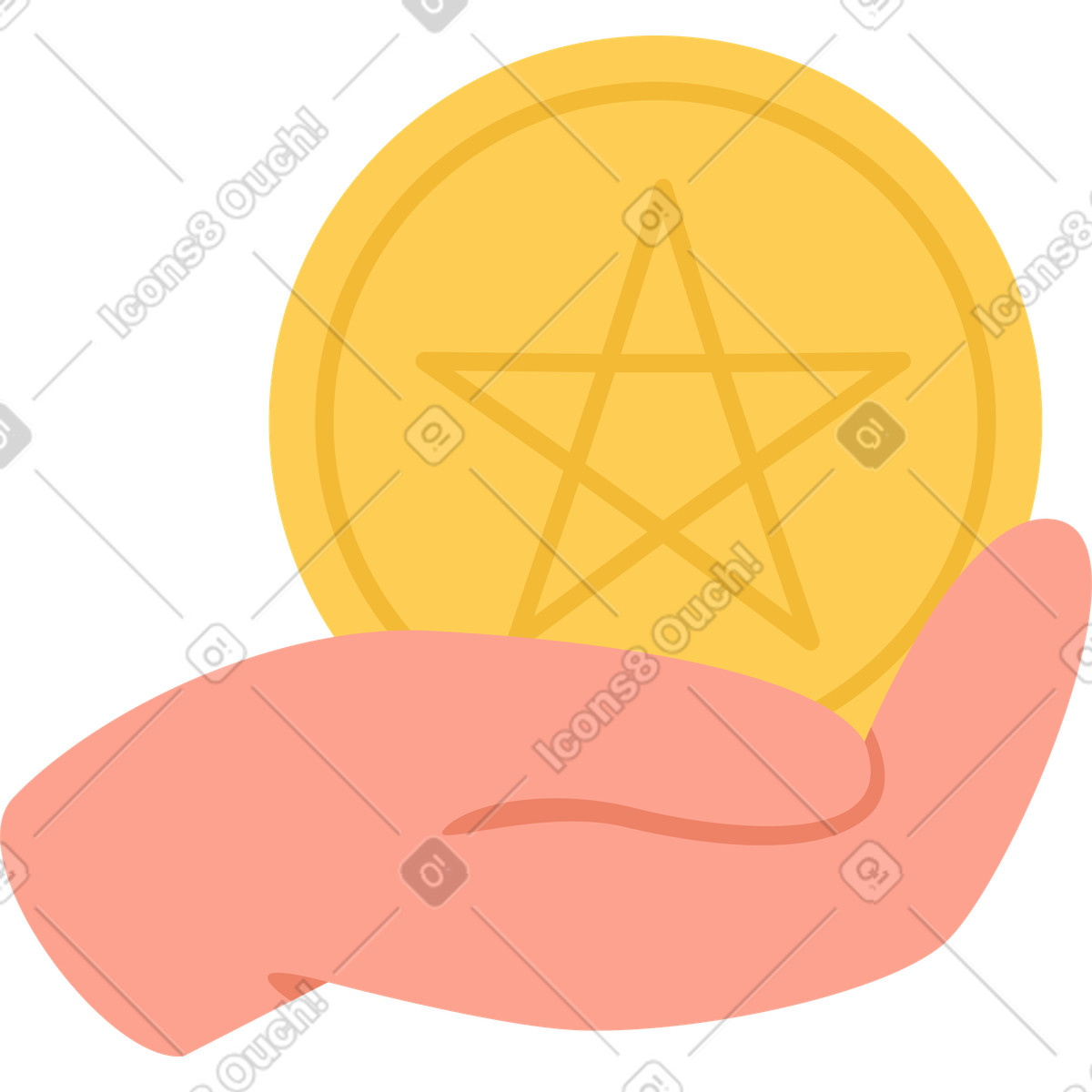 Ace of pentacles illustration in Social style download in PNG, SVG