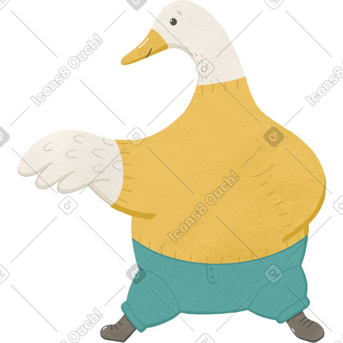 下载 风格的 Goose in the yellow sweater looks away 插画，支持 PNG、SVG 格式
