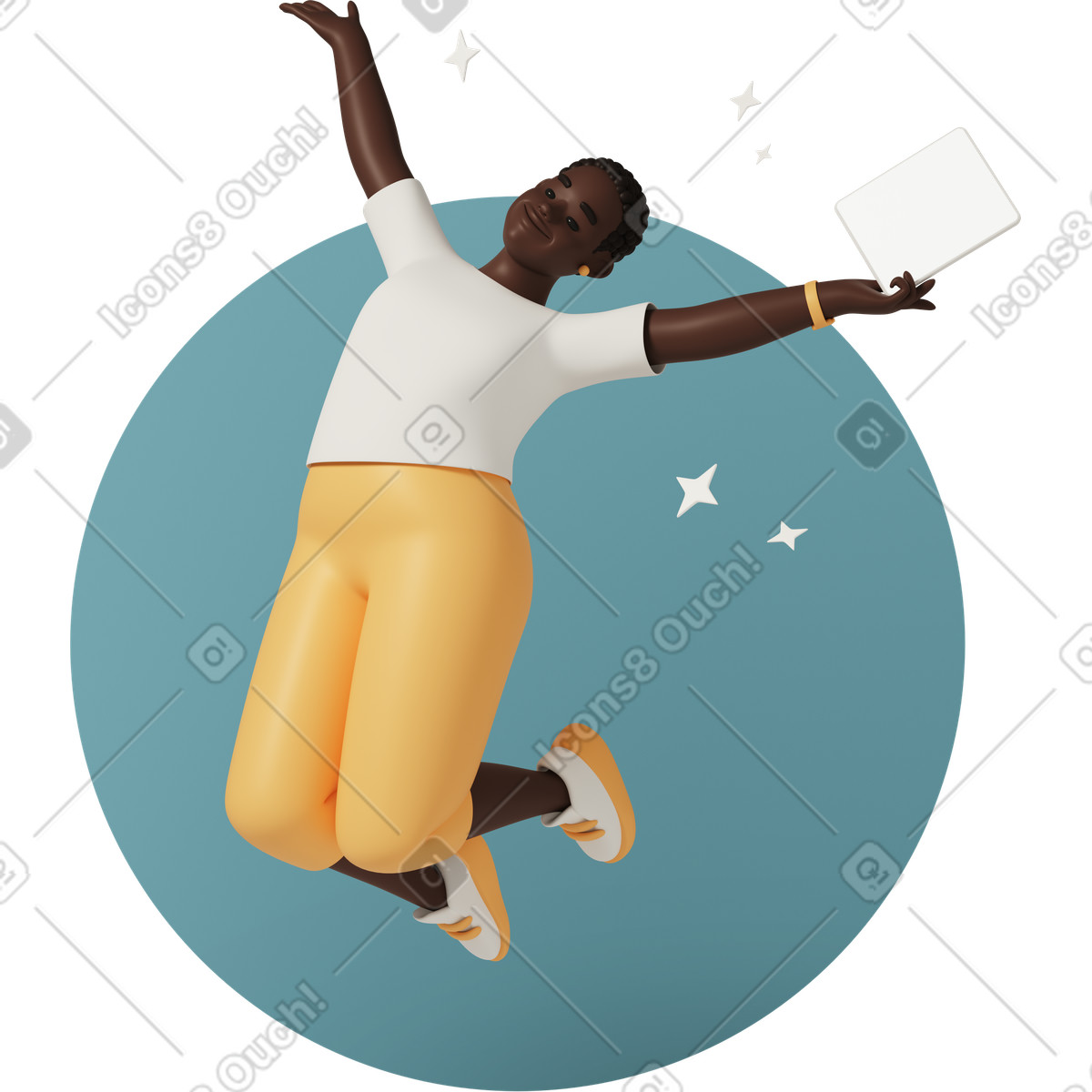 Happy young woman jumping-Illustration im 3D Casual life-Stil als Download in PNG, SVG