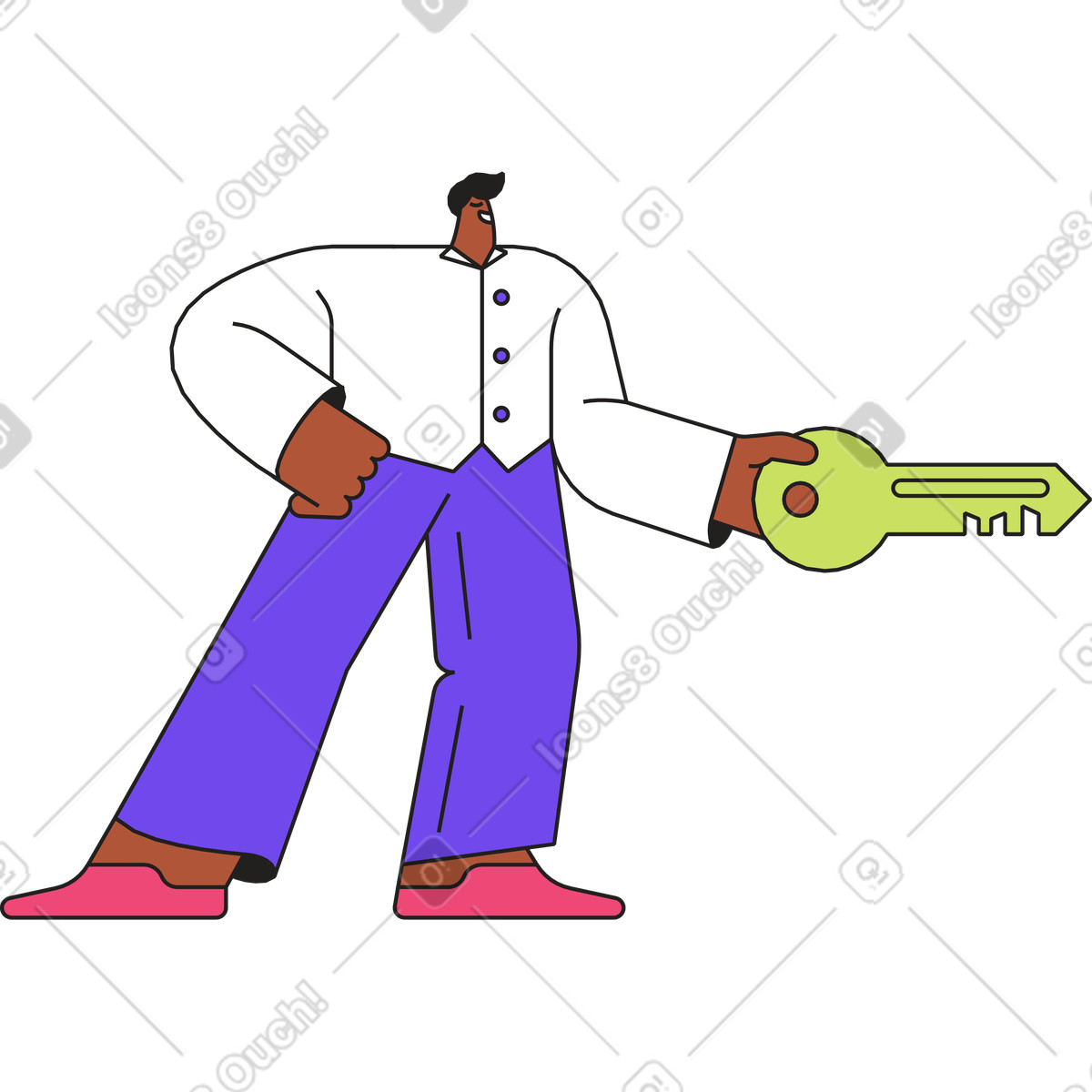 Guy with a key in his hand illustration Dazzle style download PNG, SVG
