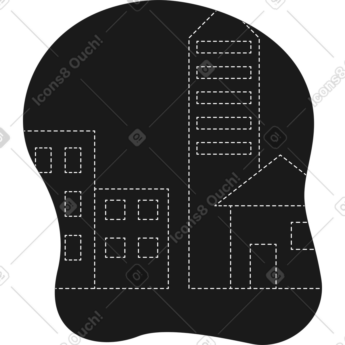 Black background the city illustration in Taxi style download in PNG, SVG