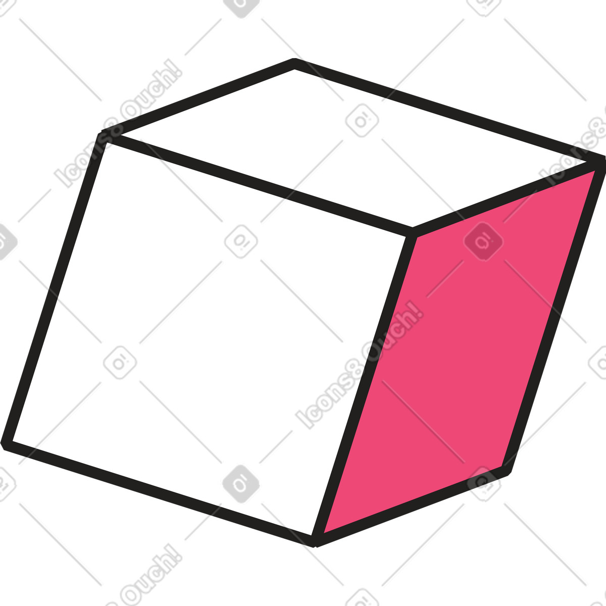 Cube illustration in Dazzle Line style download in PNG, SVG