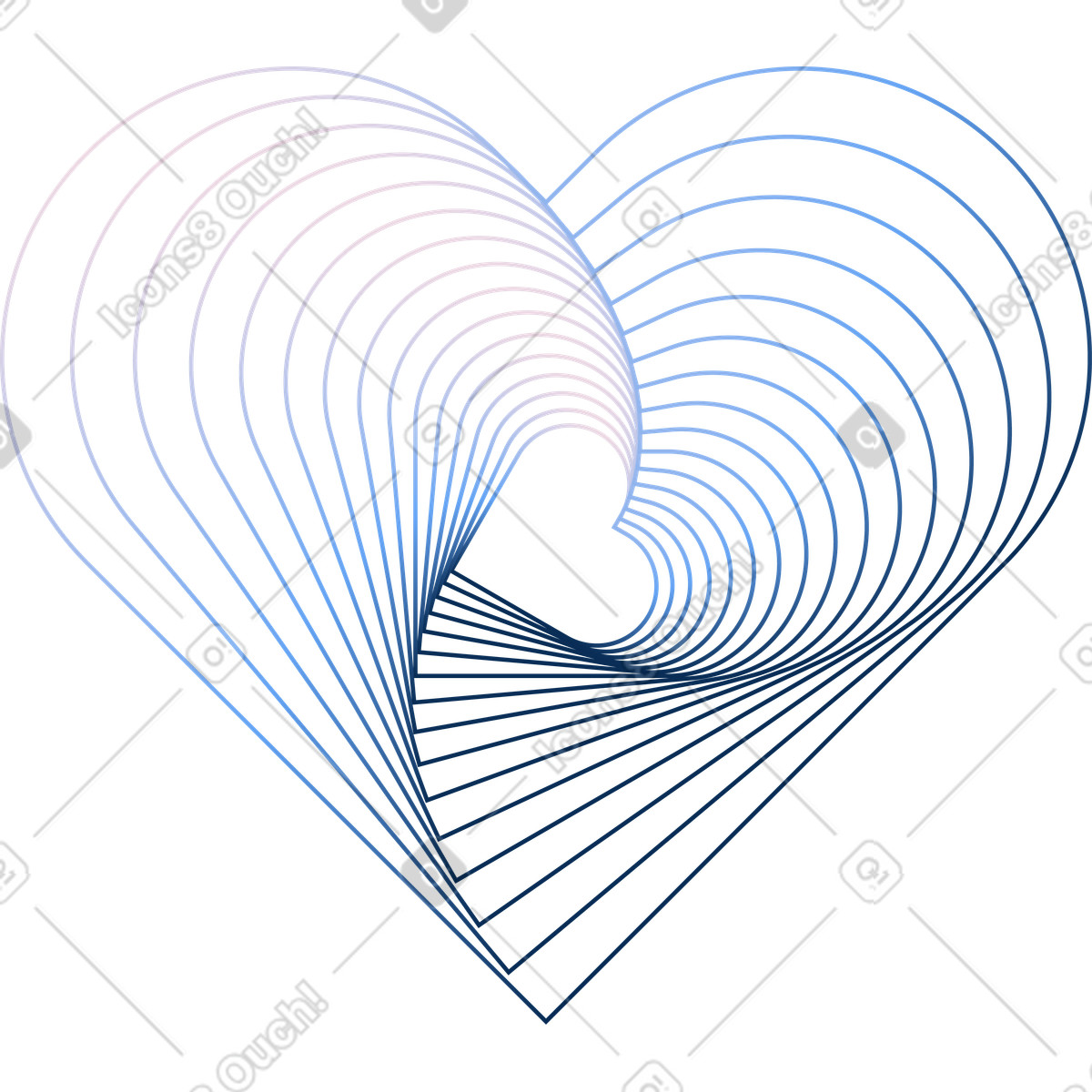 Illustration Forme de cœur abstraite bleue, visualisation l'empathie par ia dans le style Forms à télécharger aux formats PNG, SVG