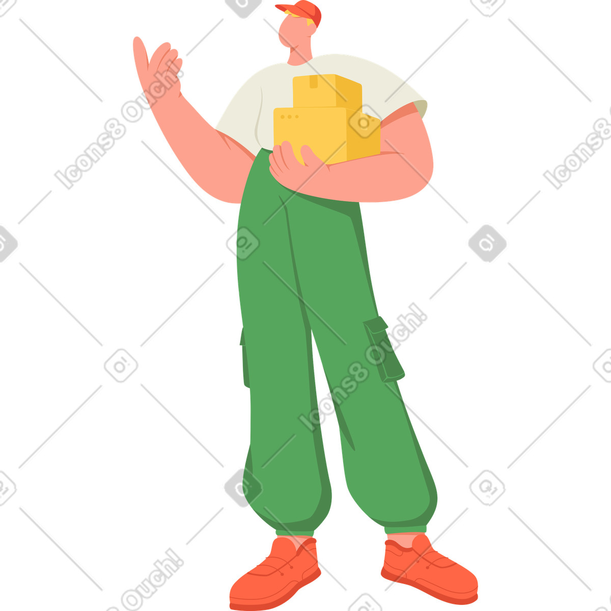 Social スタイルの 箱を持つ男 のイラストをPNG、SVG形式でダウンロード