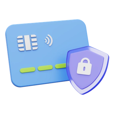 A credit card with a security shield - 3D Playful style illustration
