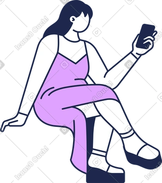 Femme avec un téléphone portable à la main PNG, SVG