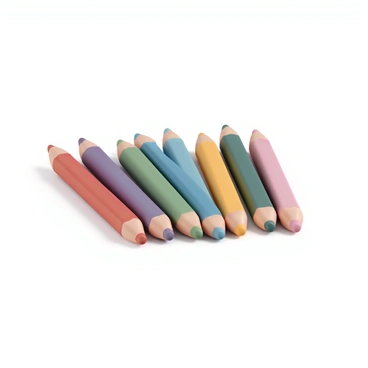 A set of 8 pencils is arranged neatly on a flat surface. Seven of the pencils are sharpened, showcasing their pointed tips, while one pencil is unsharpened, appearing with a dull end. The pencils are displayed in a slightly fanned-out formation, with the sharpened ones standing out prominently. Each pencil has a different color, including red, blue, green, yellow, purple, orange, and pink, with the unsharpened pencil being a lighter shade. The background is plain to emphasize the colorful pencils.