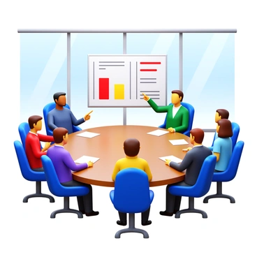 A team meeting taking place in a modern conference room. A diverse group of professionals is seated around a large oval table, engaged in discussion. In the background, a whiteboard is prominently displayed, covered with graphs and charts illustrating negative customer feedback trends. The graphs use contrasting colors like red and yellow to highlight the issues. Some team members are pointing at the whiteboard, while others are taking notes or participating in the conversation. Natural light filters through large windows, illuminating the room.