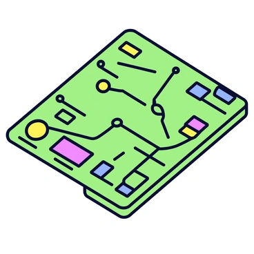 An electronic circuit board with paths laid out in the shape of the aorta