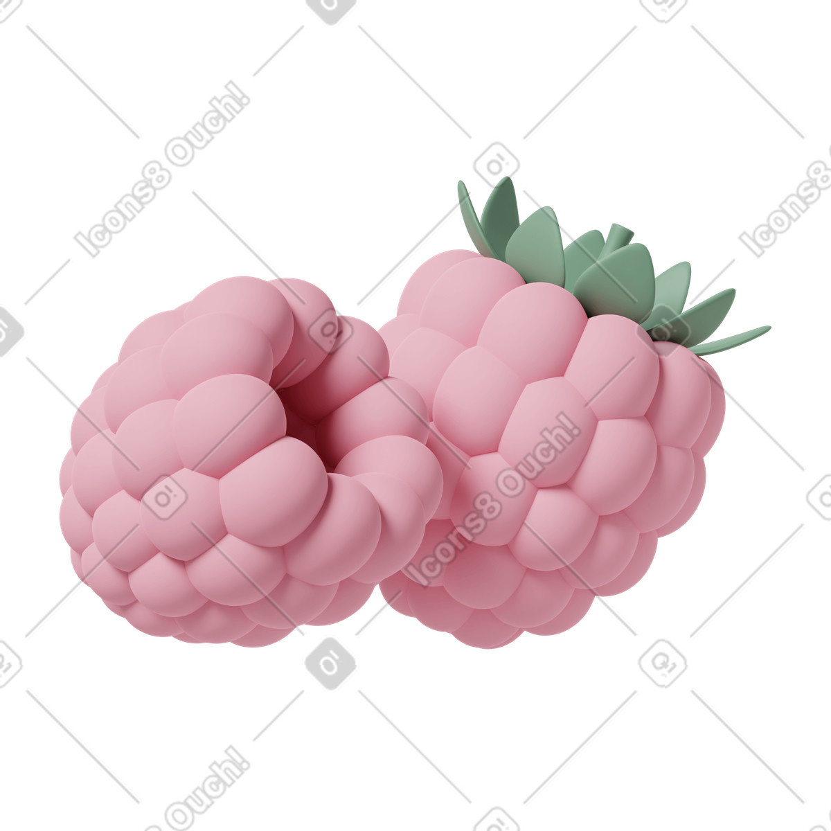 3D Casual life スタイルの Pink raspberries のイラストをPNG、SVG形式でダウンロード