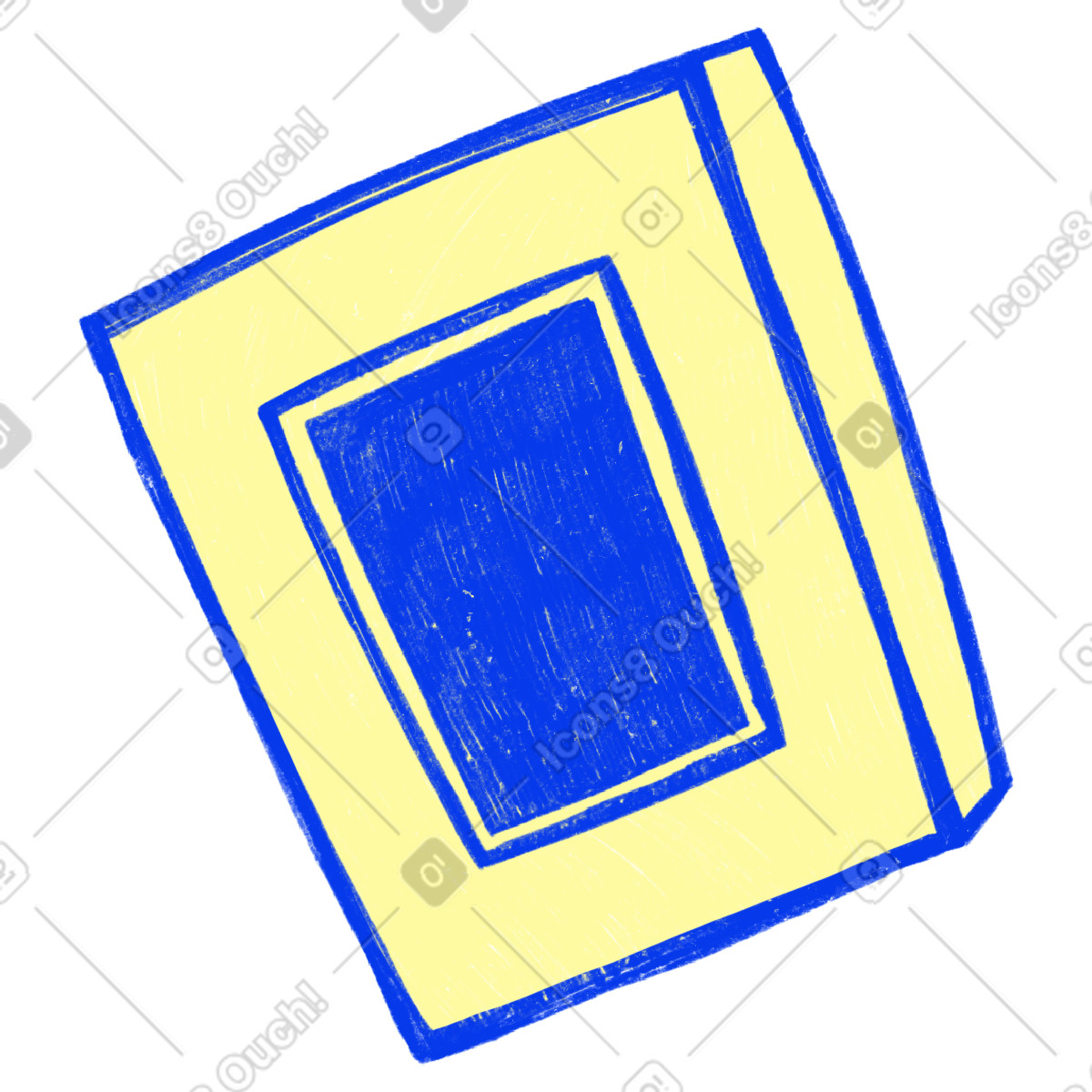 Yellow book with blue cover illustration in Biro style download in PNG, SVG