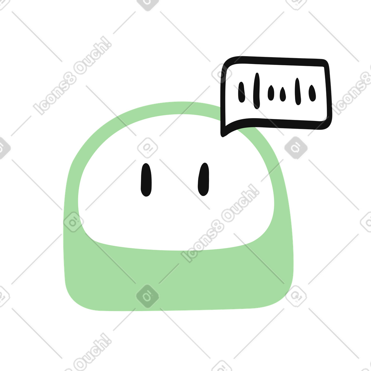 Chatbot robot head with speech bubble and simple facial expression-Illustration im Organic-Stil als Download in PNG, SVG