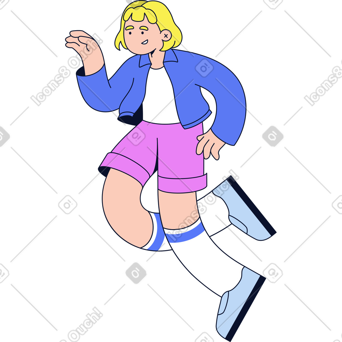 下载 Flexy 风格的 飞行的女人 插画，支持 PNG、SVG 格式