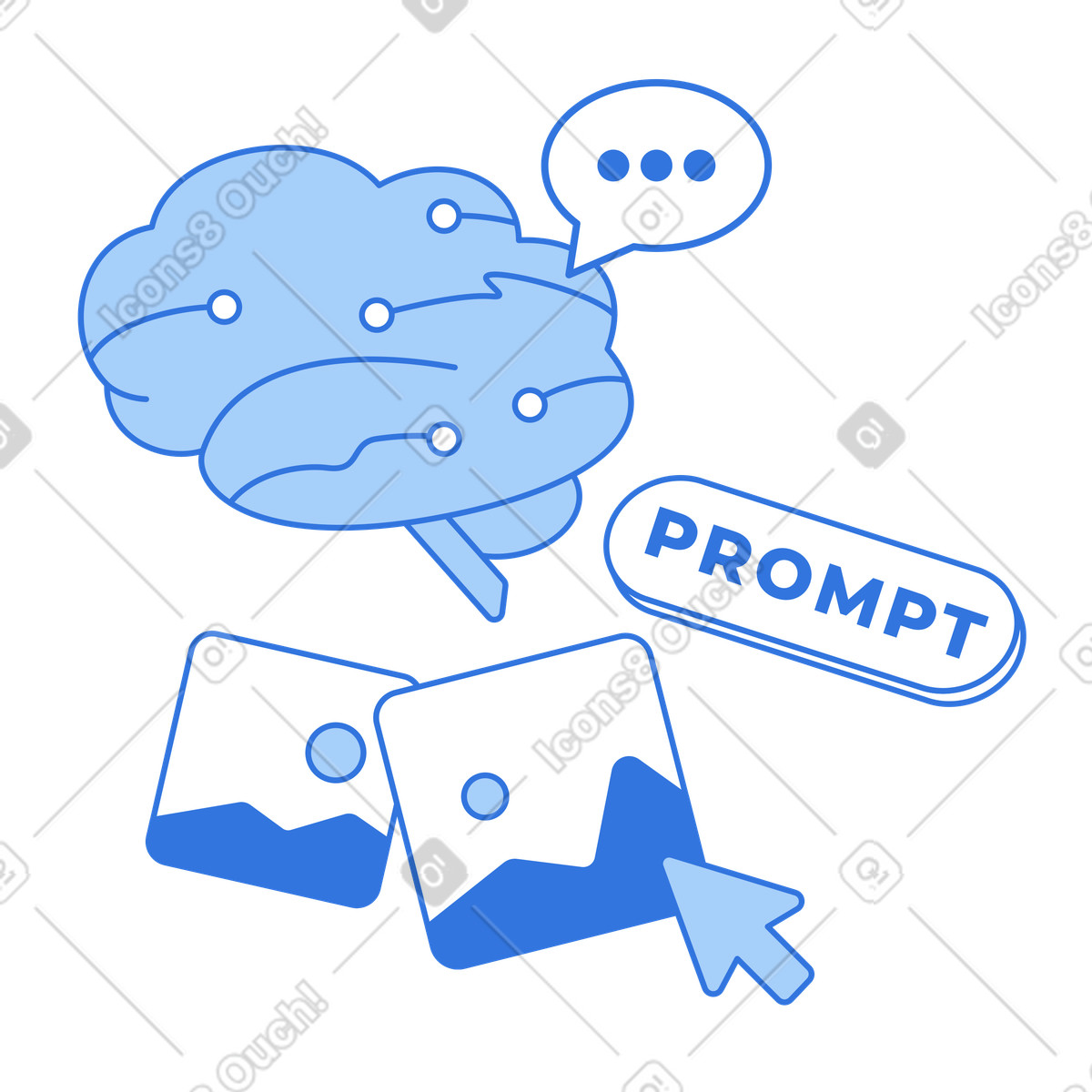 AI image generation using prompt, Prompt driven visual content creation illustration in Sky style download in PNG, SVG
