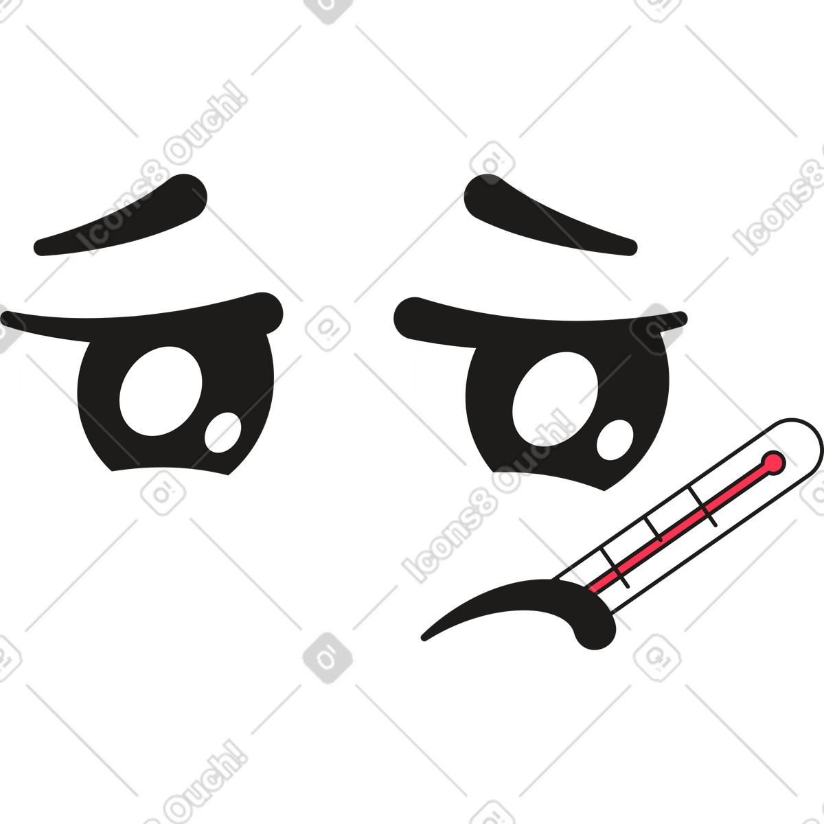 Иллюстрация Эмоции с термометром в стиле Moji — скачать в форматах PNG, SVG