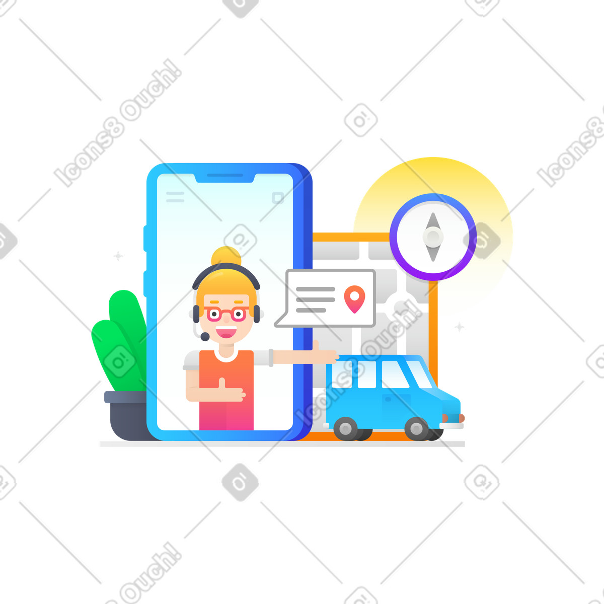 Navigation support illustration in Hugo style download in PNG, SVG
