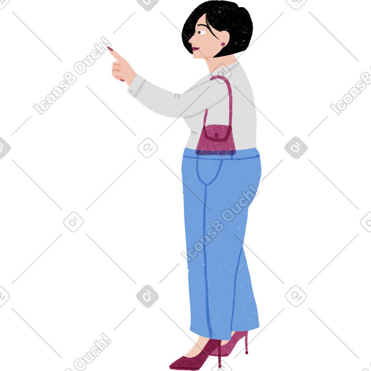 Ilustração de Woman pointing at something em no estilo Public para baixar em PNG, SVG