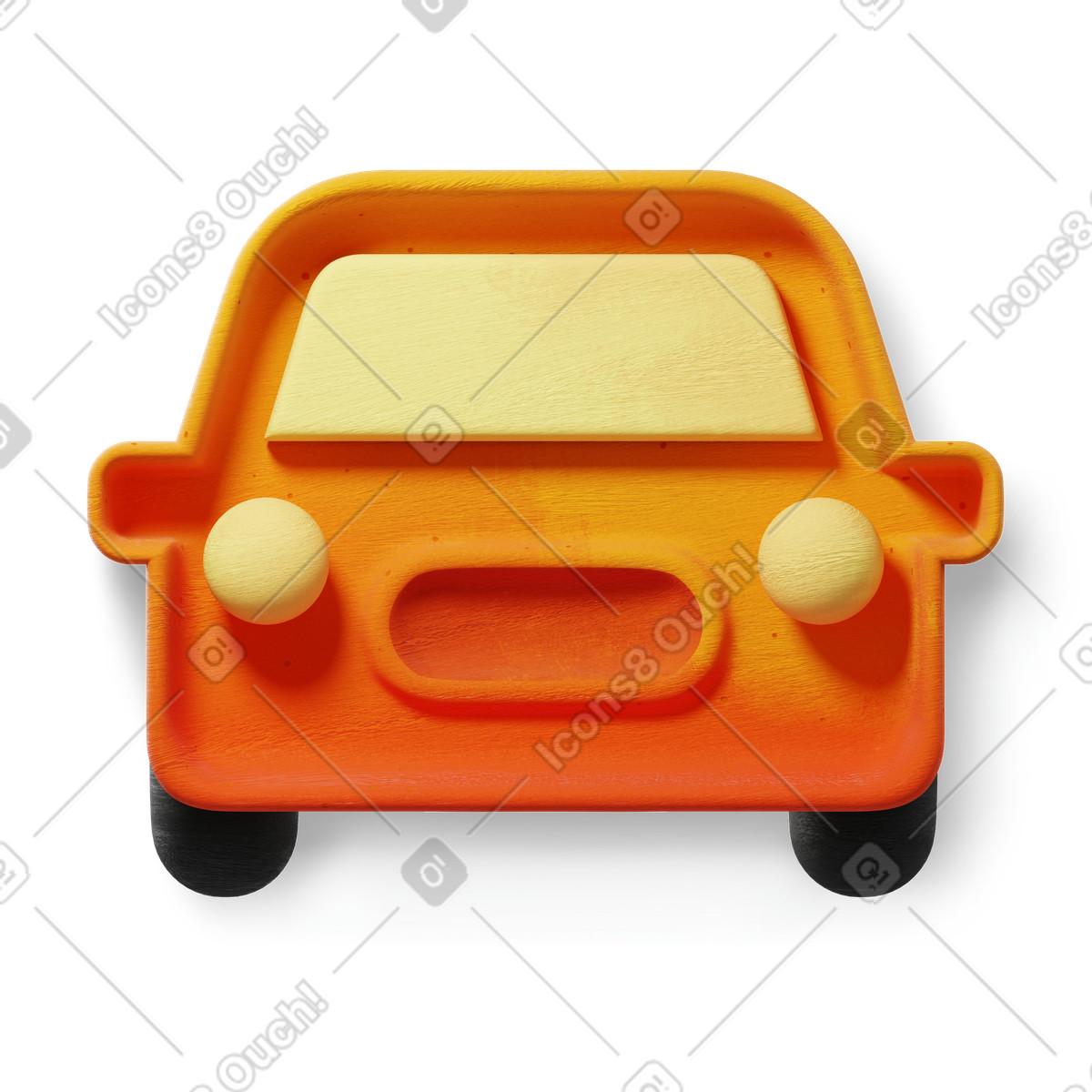 Illustration Voiture orange dans le style 3D Microsoft Fluent à télécharger aux formats PNG, SVG