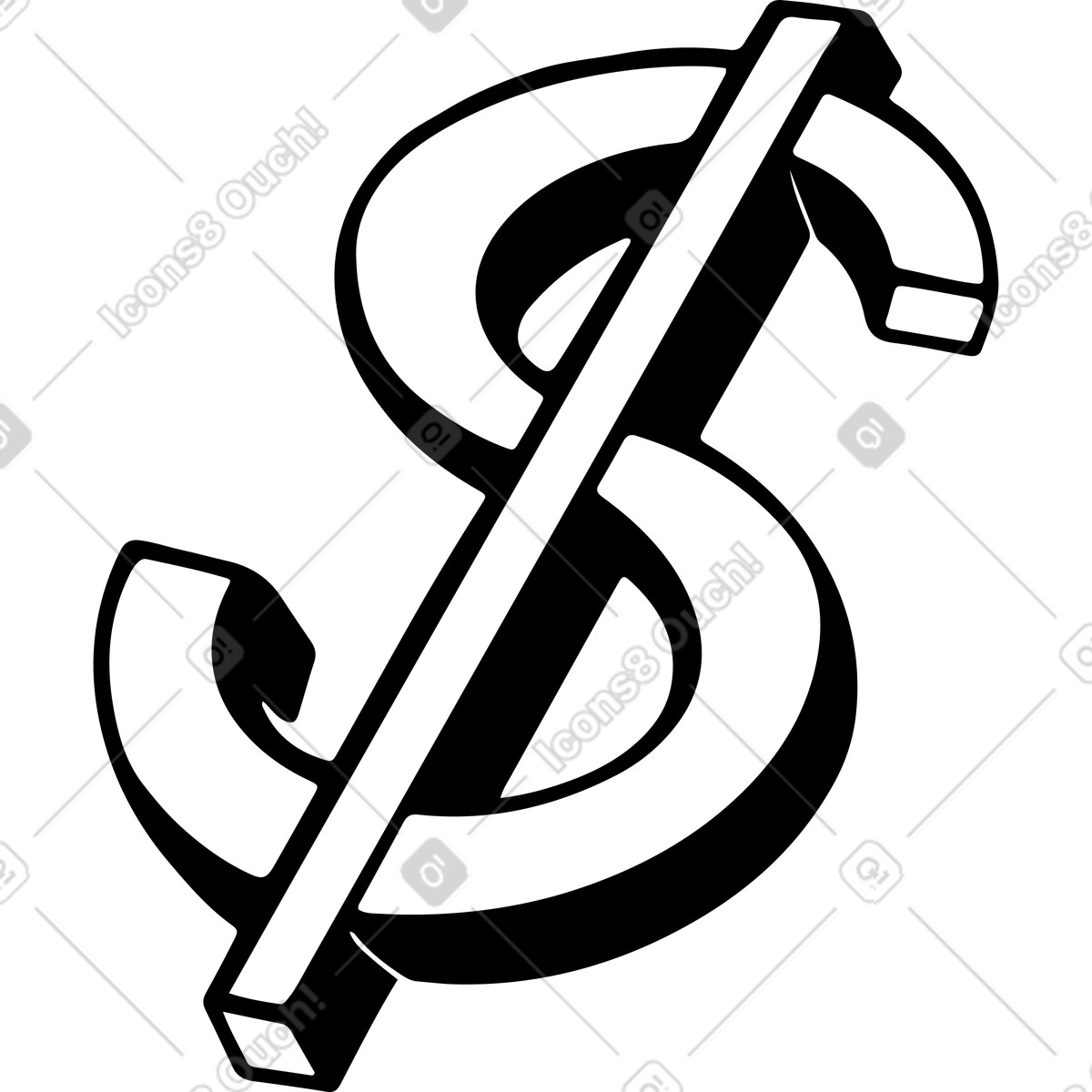 Illustration Signe dollar dans le style Line à télécharger aux formats PNG, SVG