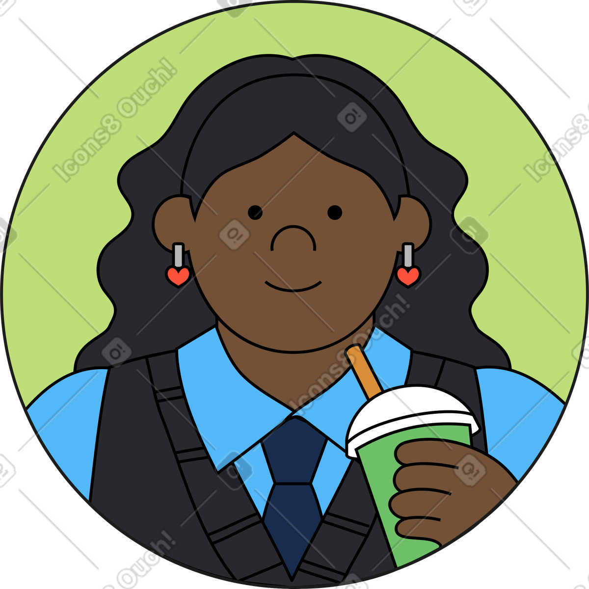 Ilustración Avatar femenino en estilo Kindy a descargar en PNG y SVG