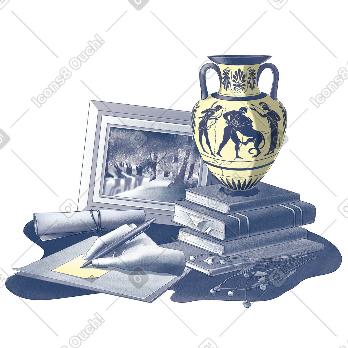 Studying art history and culture illustration clipart for school graphics in GIF