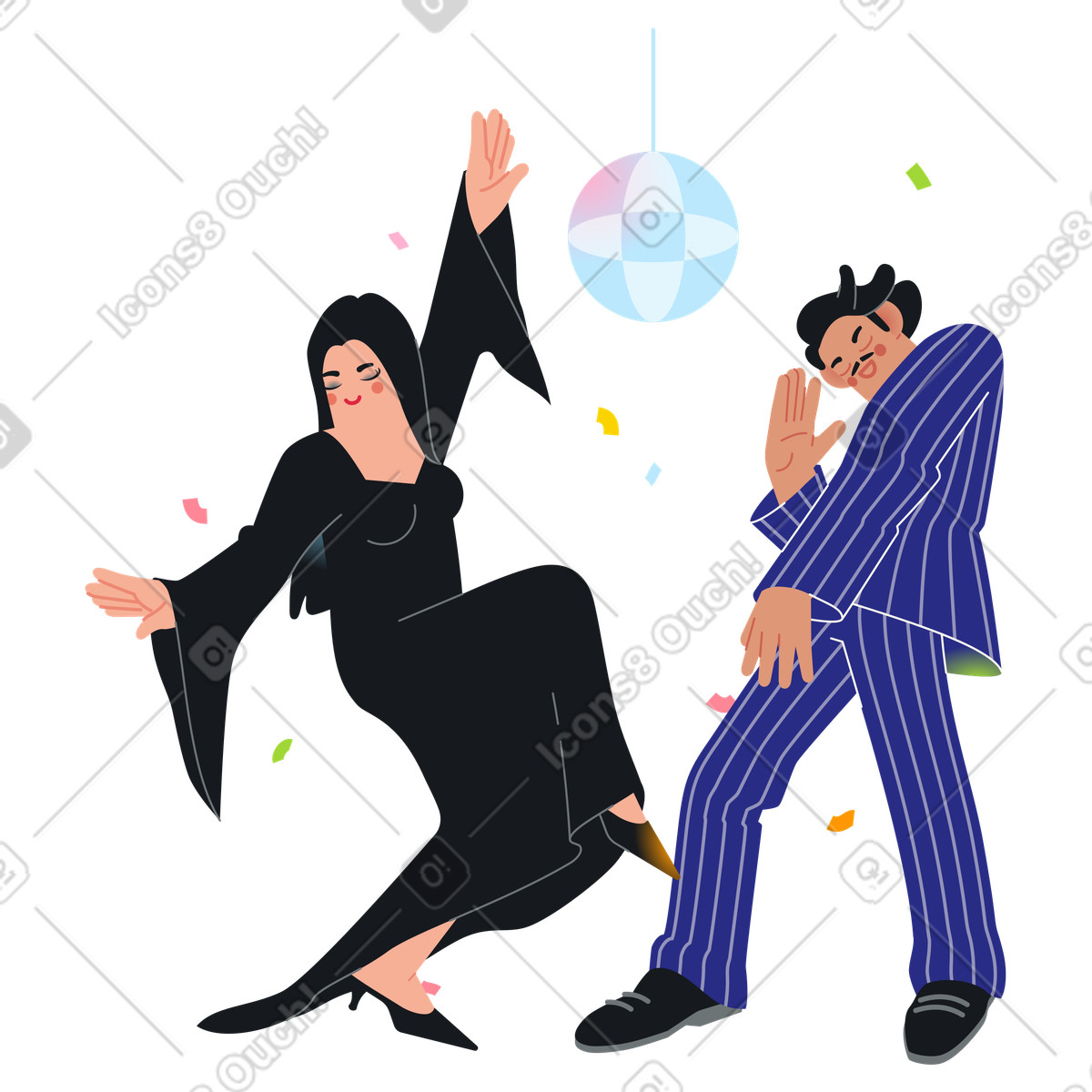Menschen tanzen auf der halloween-party-Illustration im Fizzy-Stil als Download in PNG, SVG
