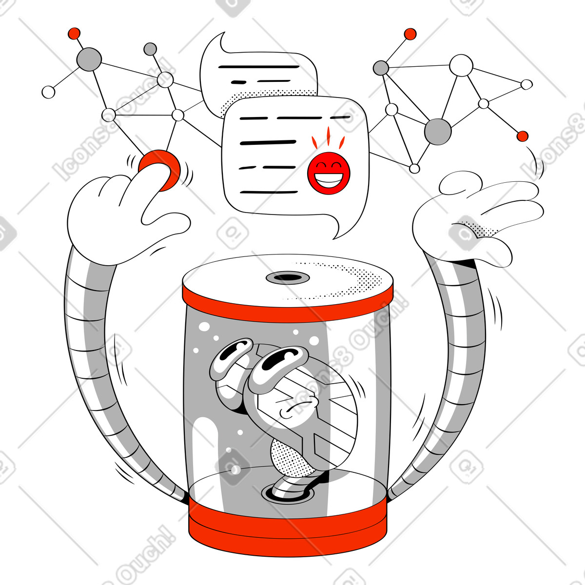 Ilustración Al chat bot en estilo Looney a descargar en PNG y SVG