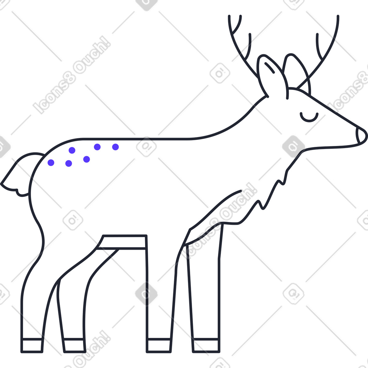 Male deer with horns and closed eyes illustration in Pablita style download in PNG, SVG