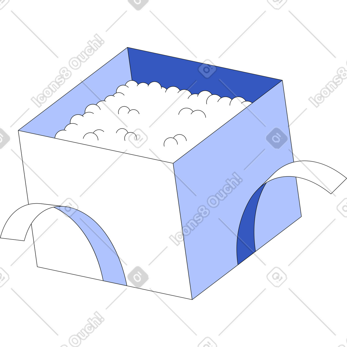 Open box with filler illustration in PNG, SVG