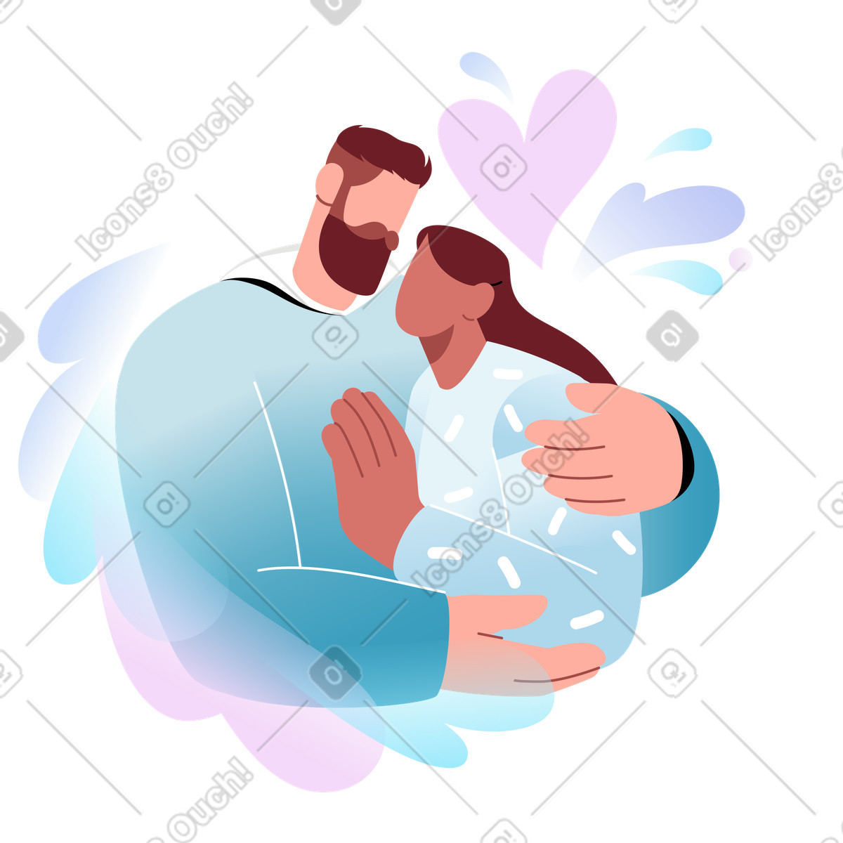Couple of lovers on Valentine's Day illustration in Airy style download in PNG, SVG