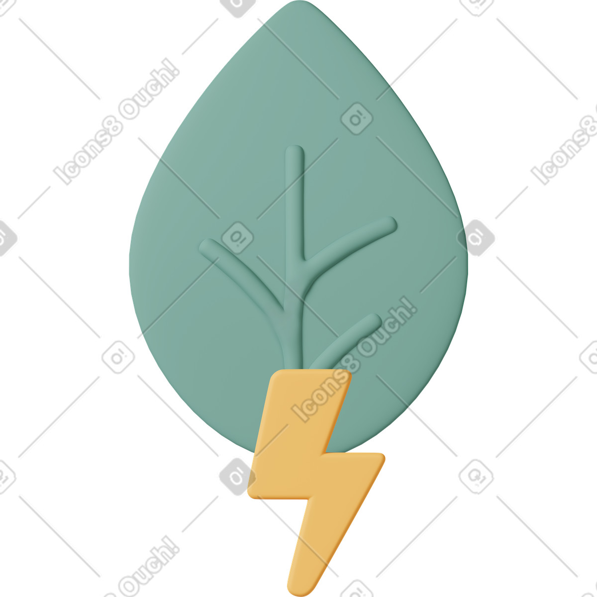 Green leaf and energy illustration in 3D Casual life style download in PNG, SVG