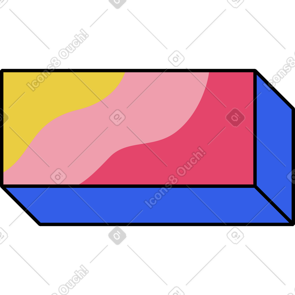 Parallelepiped illustration in Memphis style download in PNG, SVG