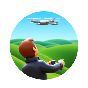 A person adjusting the controls of a drone in a scenic outdoor location