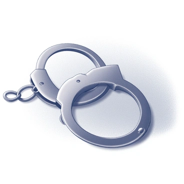An open pair of handcuffs is lying on a textured surface. The handcuffs appear metallic, with a reflective sheen highlighting their details. The chain connecting the cuffs is visibly relaxed, indicating a sense of freedom. The surrounding area is minimal, allowing the focus to remain on the handcuffs. The scene conveys a sense of liberation and the absence of restraint.