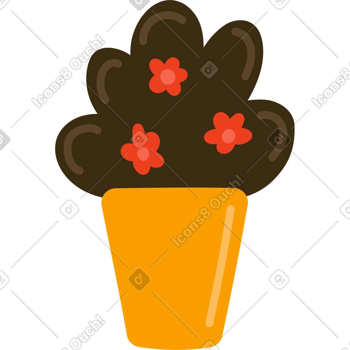 Ilustração de Flores em um vaso no estilo Arabica para baixar PNG, SVG