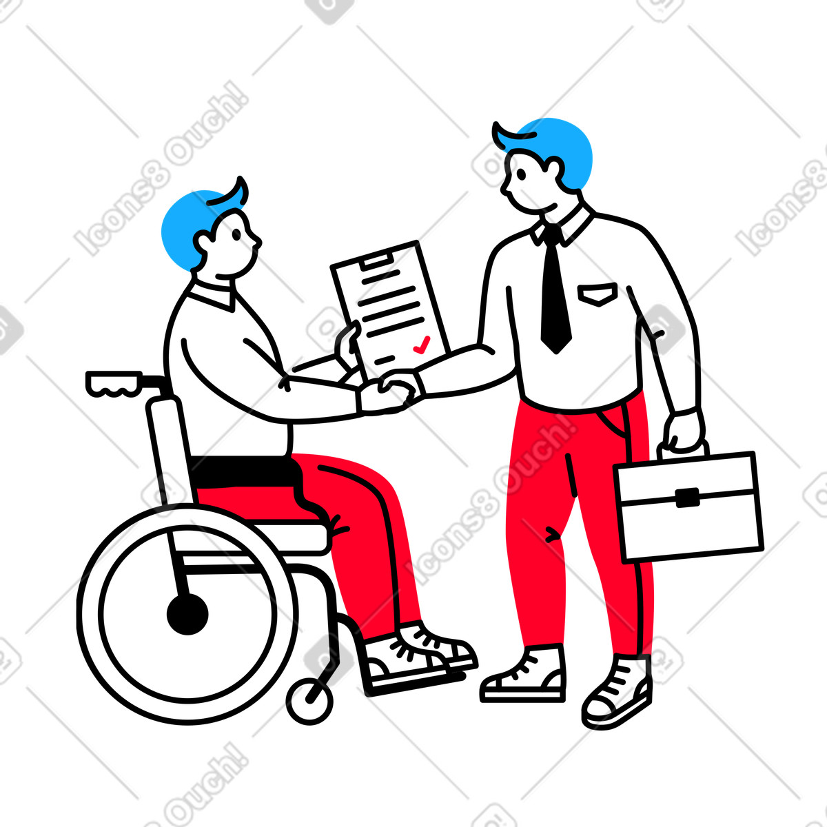Signing the contract: a good deal illustration in Transistor style download in PNG, SVG