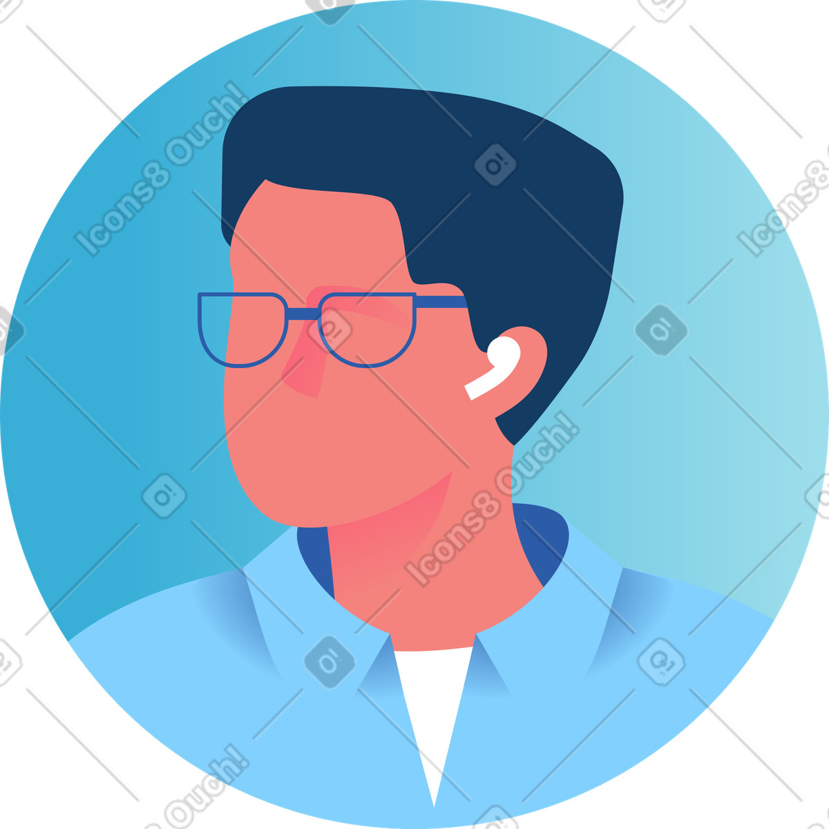 下载 Daily 风格的 一个戴眼镜的男人的头像 插画，支持 PNG、SVG 格式