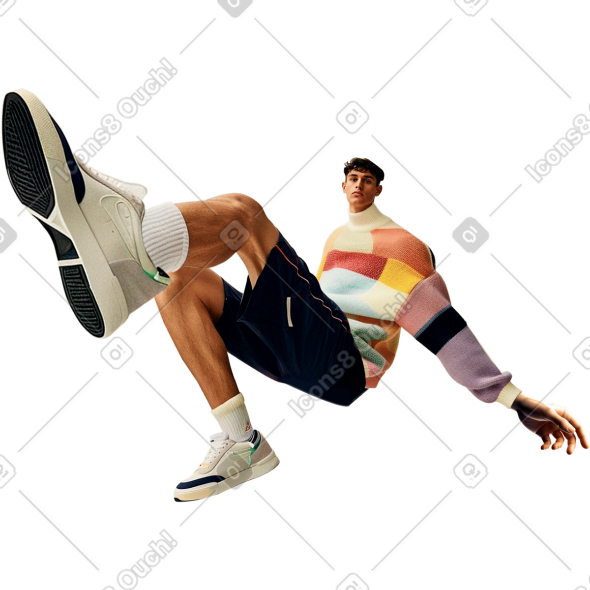 Ilustración Joven con pose dinámica en estilo Energy a descargar en PNG y SVG