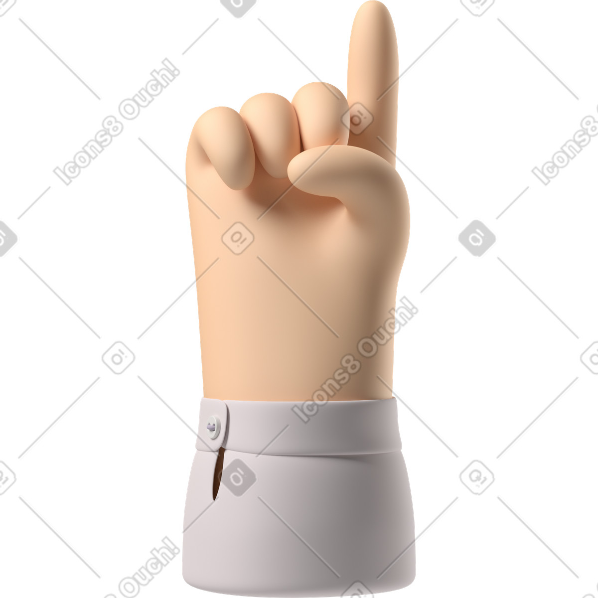 3D Hands Fun&Wild スタイルの 上向きの薄い肌の手 のイラストをPNG、SVG形式でダウンロード