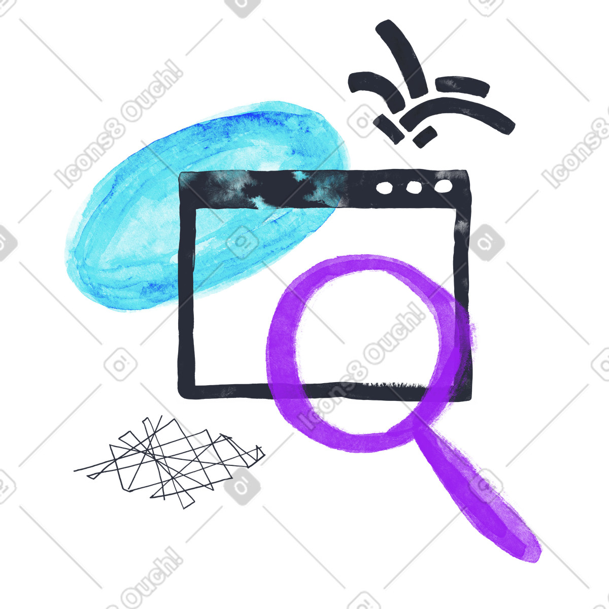 Non trovato illustrazione in stile Inky scarica in PNG, SVG