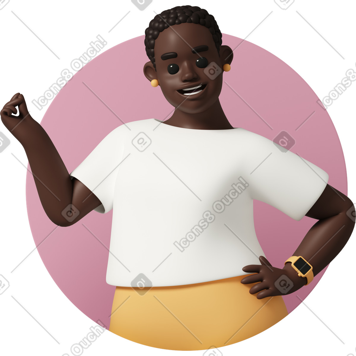 Ilustración Avatar de mujer sonriente chasqueando los dedos en estilo 3D Casual life a descargar en PNG y SVG