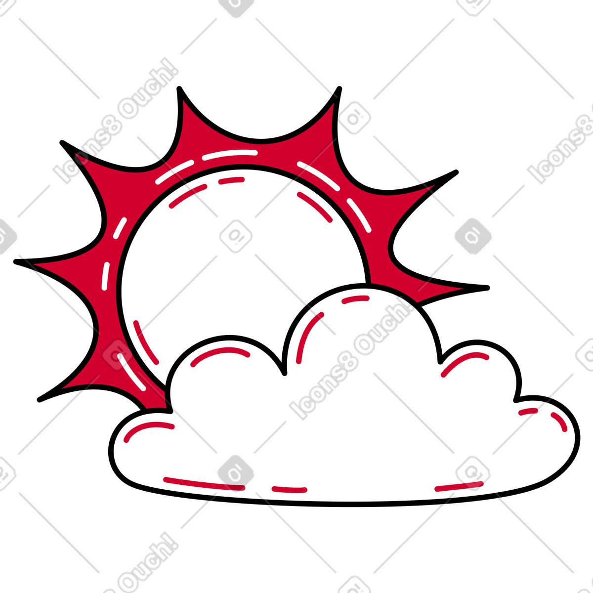 Cloudy day, sun behind cloud illustration in Ruby style download in PNG, SVG
