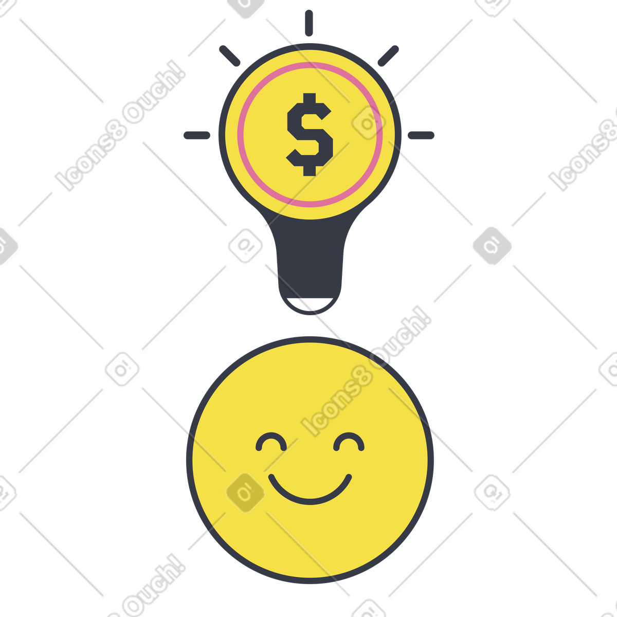 Lightbulb moment for financial success illustration in Abstract style download in PNG, SVG