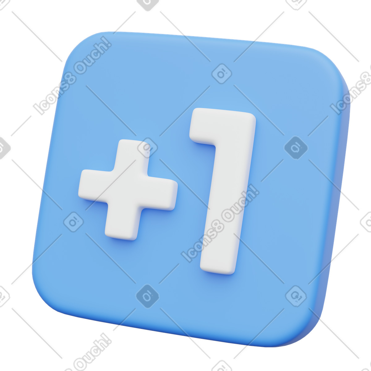 Blue social media follower counter plus one icon illustration in 3D Playful style download in PNG, SVG