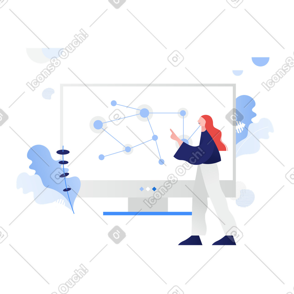 Ilustración Mujer que presenta un gráfico en estilo Clip a descargar en PNG y SVG