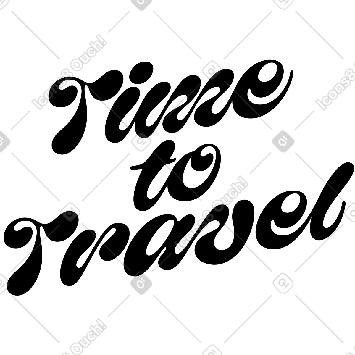Schriftzug time to travel text-Illustration im Lettering-Stil als Download in PNG, SVG