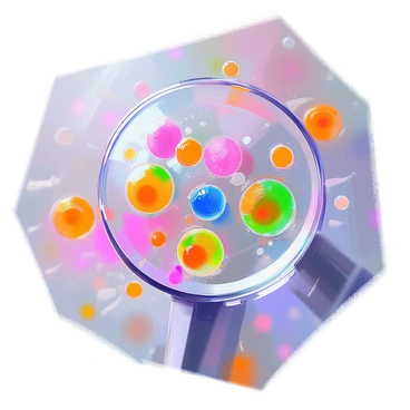 A close-up view of colorful microorganisms observed under a microscope. The image showcases various shapes and sizes of microorganisms, including vibrant round cells, elongated filamentous structures, and intricate patterns on their surfaces. Each microorganism displays a range of colors, such as bright blues, greens, pinks, and purples, contributing to a vivid and dynamic visual. The background is softly blurred, accentuating the detailed features of these tiny organisms as they float in a clear liquid medium.