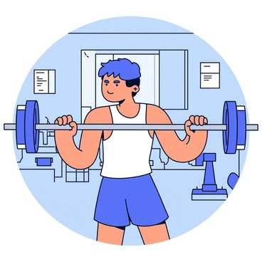 An illustration of a gym that is open late, featuring a person performing lat pulldowns. The gym has various fitness equipment in the background, including weights and benches. The lighting is bright, highlighting the workout area. The individual is focused on their exercise, gripping the lat pulldown bar with both hands and pulling it down toward their chest. They are wearing athletic clothing, including a tank top and shorts.