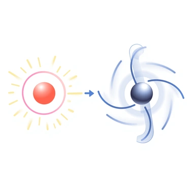 A point charge is situated on the left side of the image, emitting electric field lines radiating outward in all directions. On the right, a metallic conductor is positioned, distorting the electric field lines around it. The lines approach the conductor and curve sharply, indicating the influence of the conductor on the field. The conductor is shiny and reflective, showcasing the electric field lines merging and bending as they come into contact with its surface. The background remains neutral to emphasize the interaction between the point charge and the conductor.